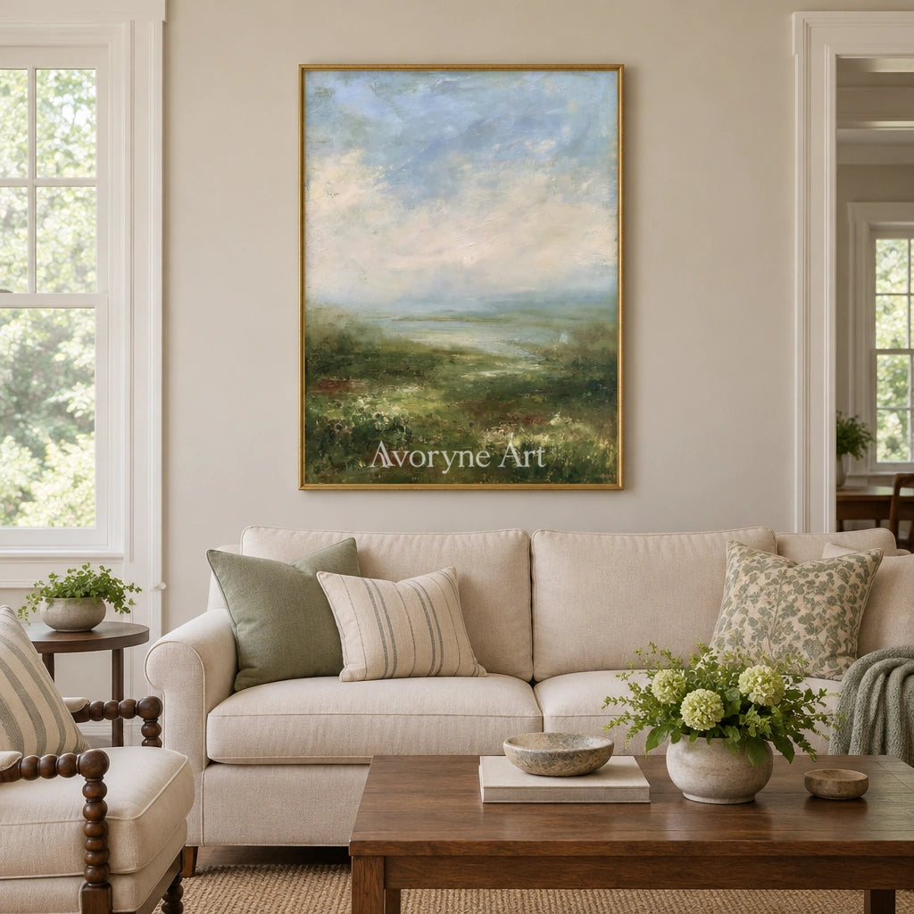 Ivory Gentle Rhythm: Soft Meadow Landscape — living gold