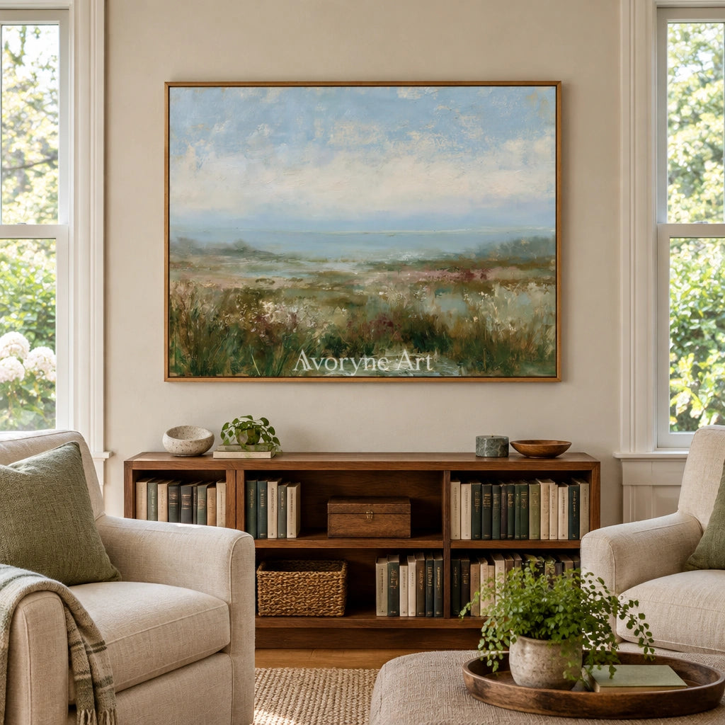 Ivory Gentle Reverie: Soft Meadow Landscape — villa wood