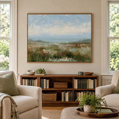 Ivory Gentle Reverie: Soft Meadow Landscape — villa wood