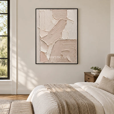 Blush Passage: Soft Neutral Impasto Wall Art — bedroom black
