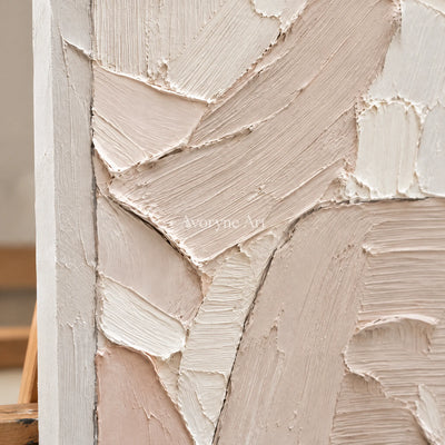 Blush Passage: Soft Neutral Impasto Wall Art — detail easel