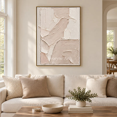 Blush Passage: Soft Neutral Impasto Wall Art — living gold