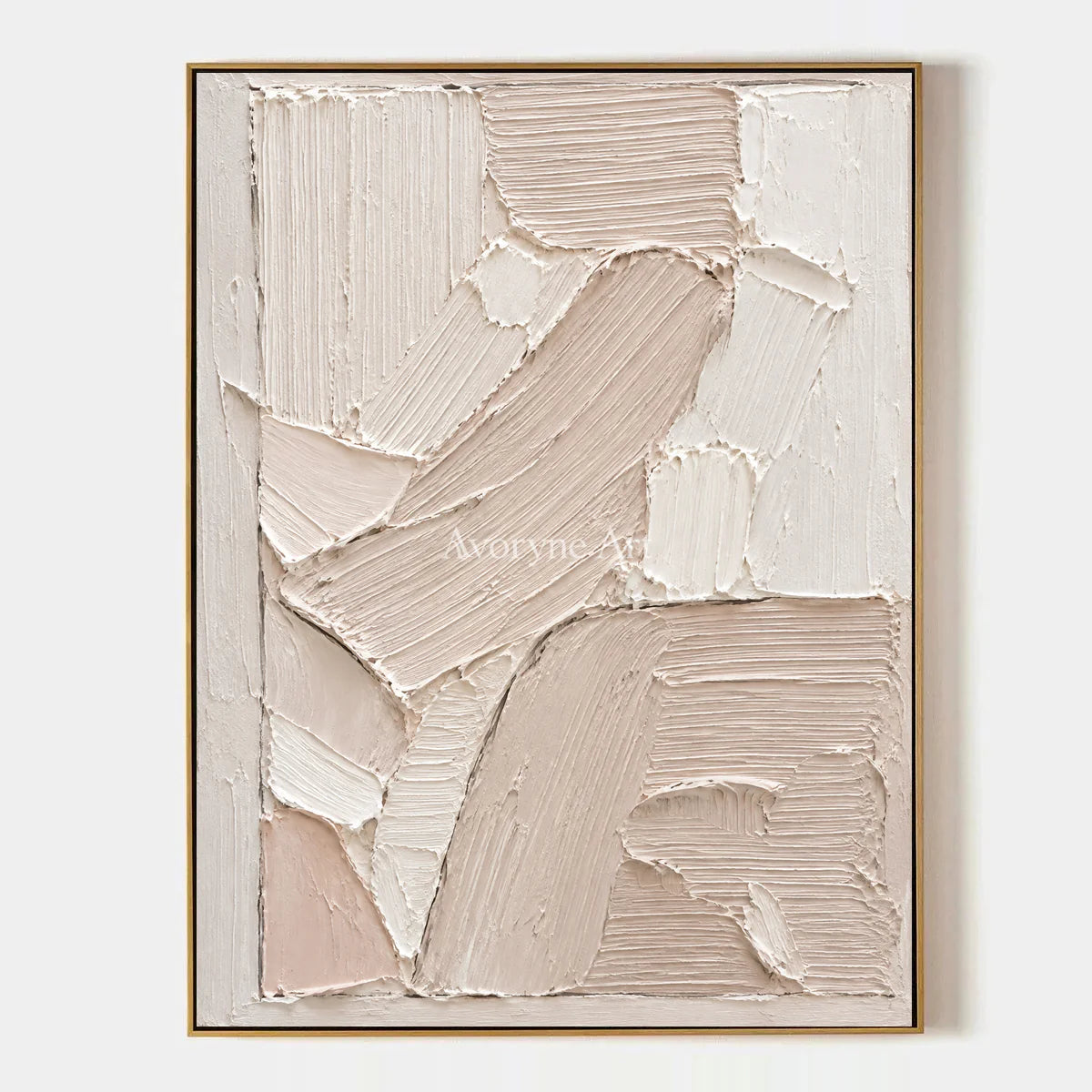 Blush Passage: Soft Neutral Impasto Wall Art — primary