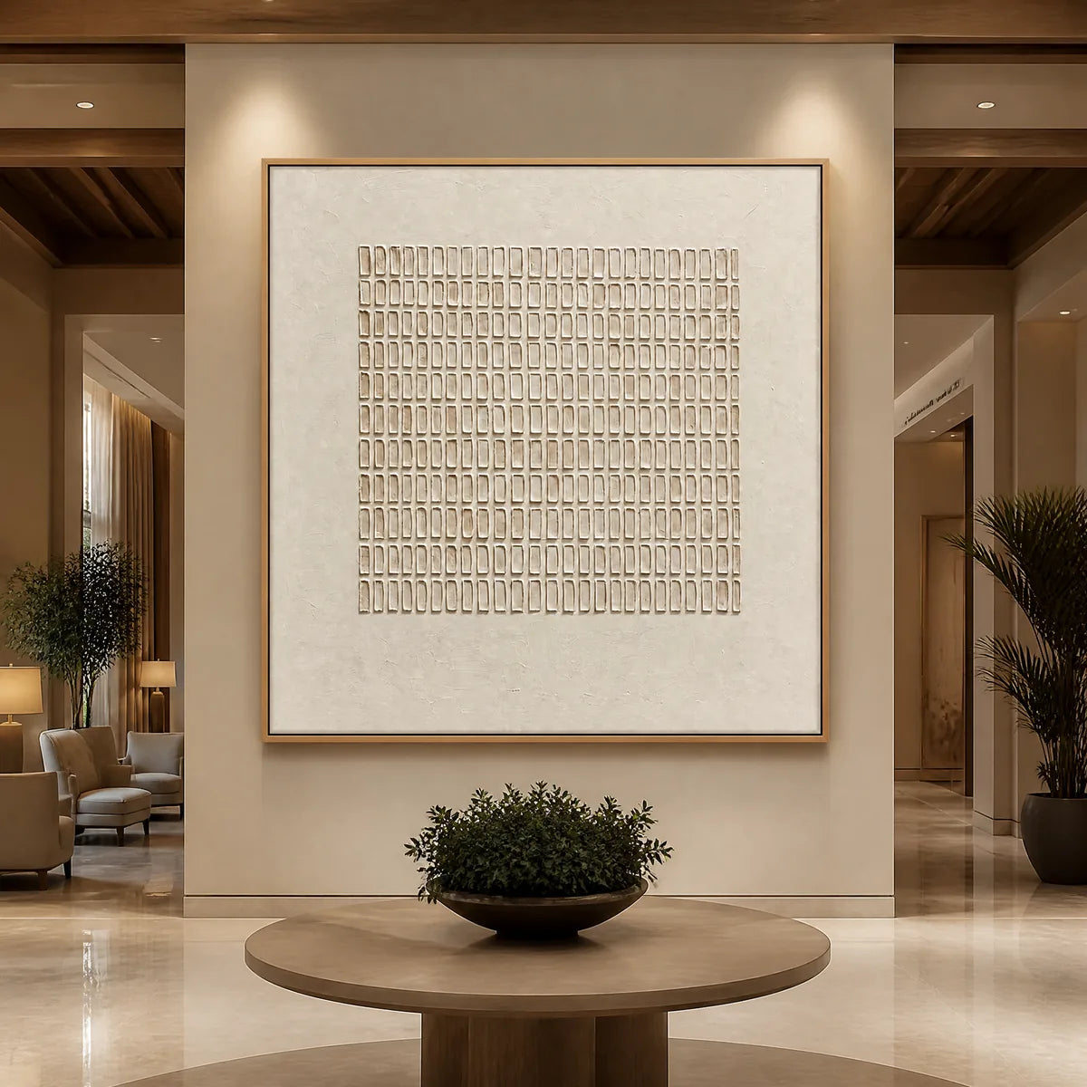 Soft Relief: Neutral Textured Wall Art - hotel wood frame