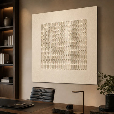 Soft Relief: Neutral Textured Wall Art - office stretched canvas