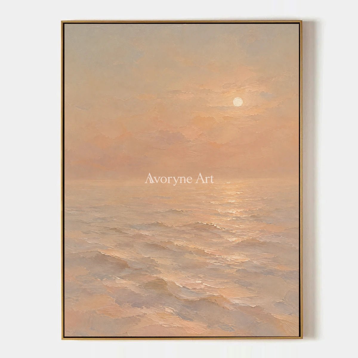 Apricot Stillness: Soft Sunset Seascape Wall Art — primary