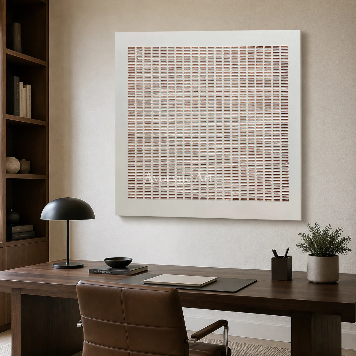 Clay Notation: Square Minimalist Dash Grid Wall Art — office frameless