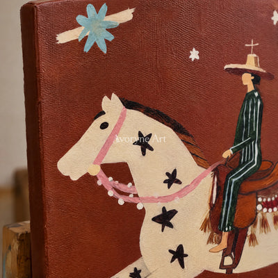 Ivory Soft Refrain: Starry Horse Rider — detail easel