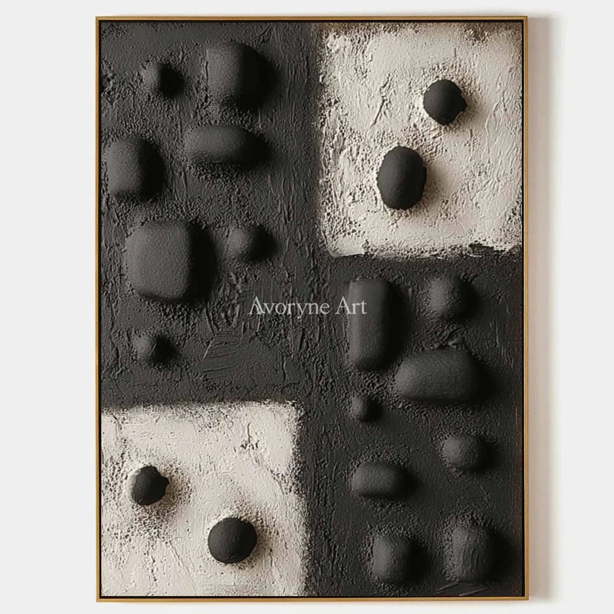 Muted Refrain, hand-painted stone dot relief wall art by Sven Lindqvist