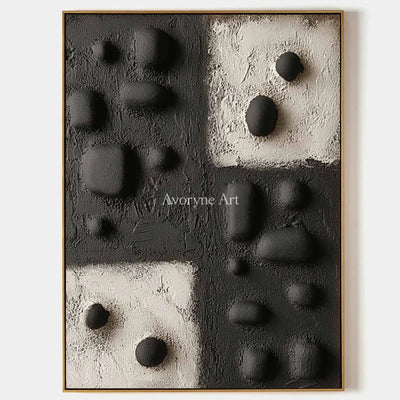 Muted Refrain, hand-painted stone dot relief wall art by Sven Lindqvist