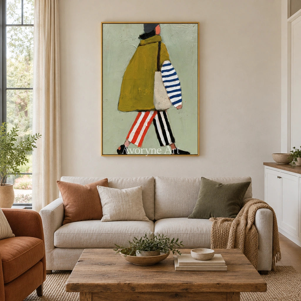 Ivory Gentle Light: Strolling Figure Art — living gold