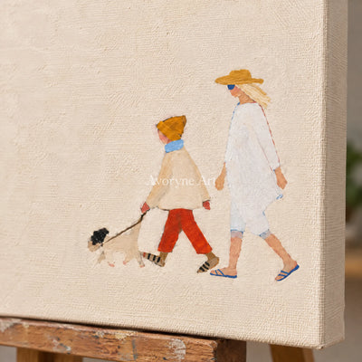 Ivory Amber Refrain: Strolling Figure Art — detail easel