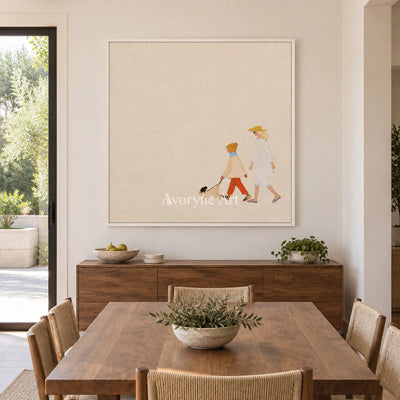 Ivory Amber Refrain: Strolling Figure Art — dining white