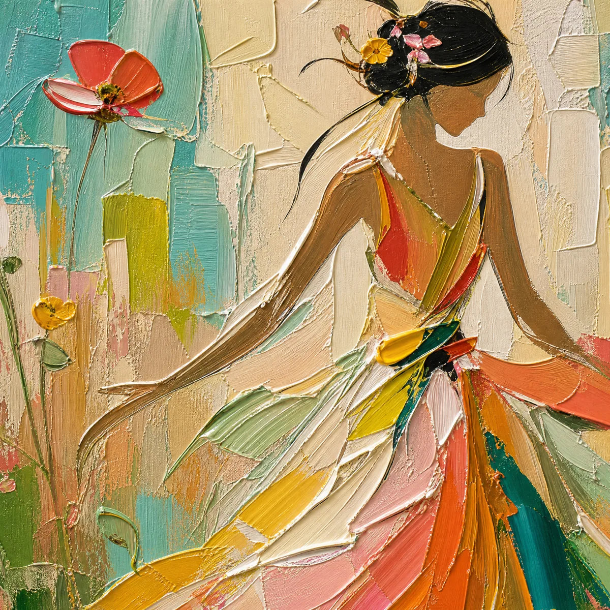 Summer Muse: Colorful Figure Wall Art - detail