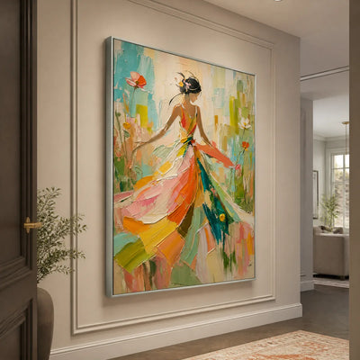Summer Muse: Colorful Figure Wall Art - hallway silver frame