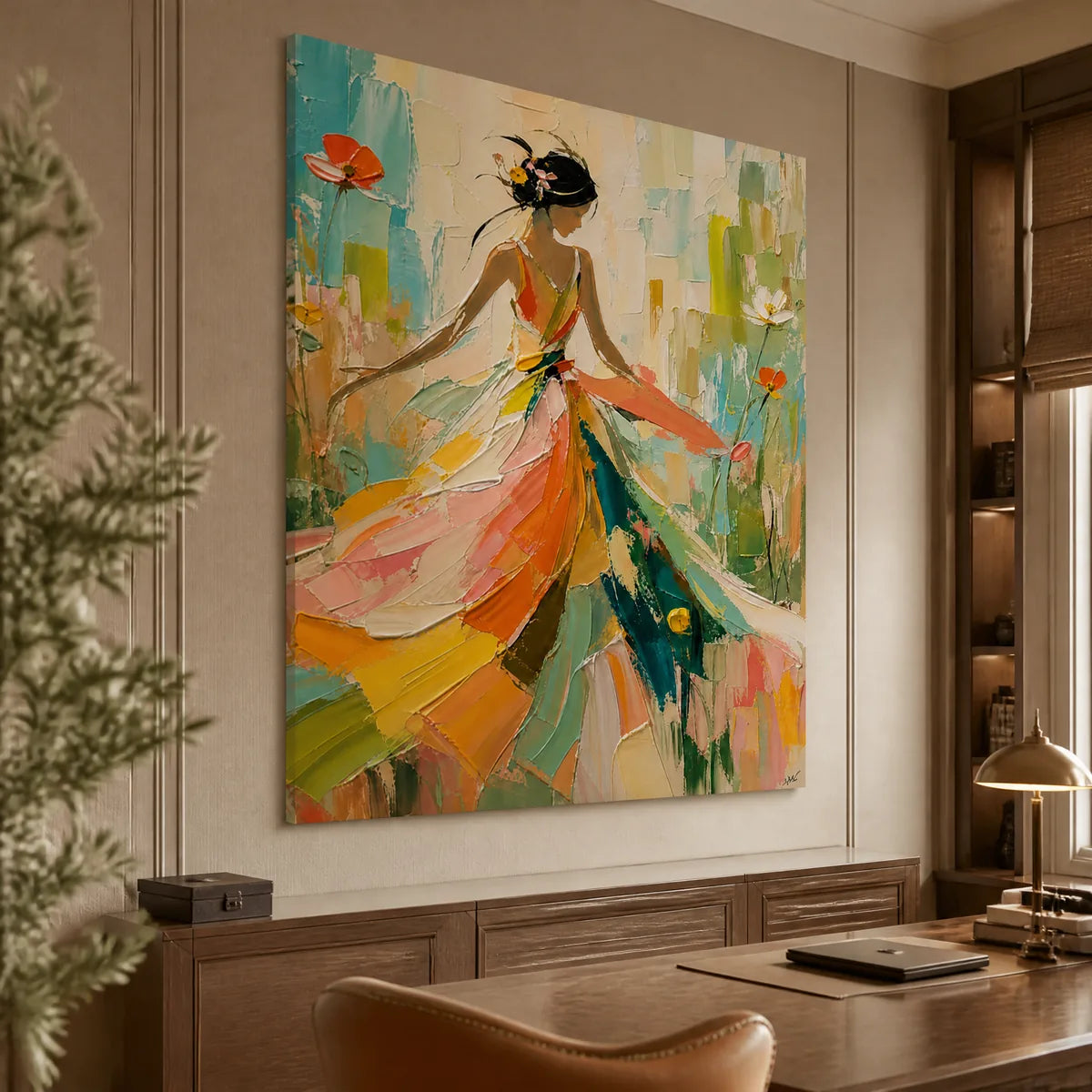 Summer Muse: Colorful Figure Wall Art - office stretched canvas