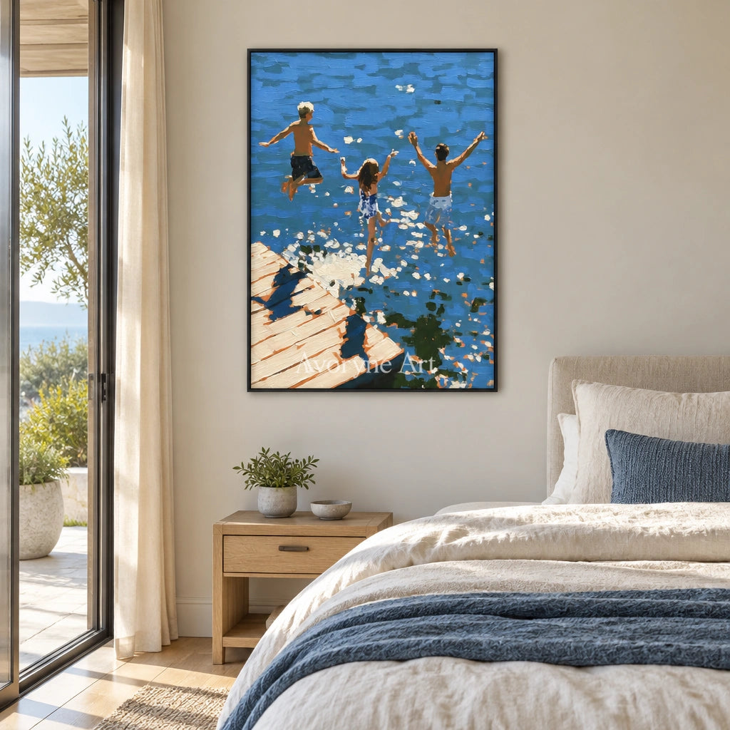 Ivory Amber Memory: Summer Swimming Art — bedroom black