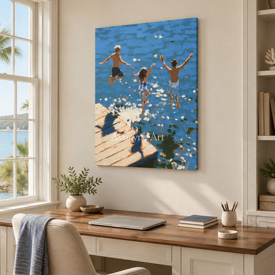 Ivory Amber Memory: Summer Swimming Art — office frameless