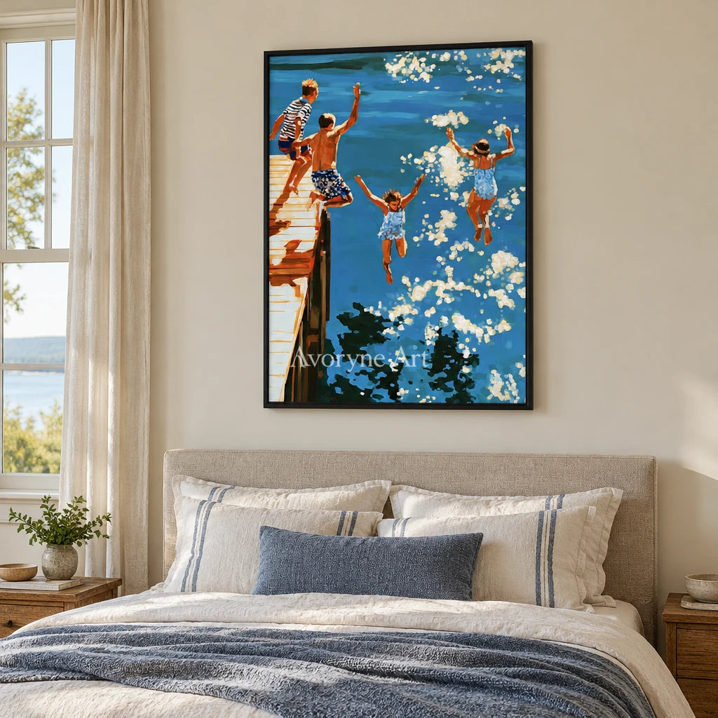 Ivory Amber Sonata: Summer Swimming Art — bedroom black
