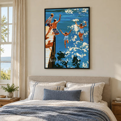 Ivory Amber Sonata: Summer Swimming Art — bedroom black
