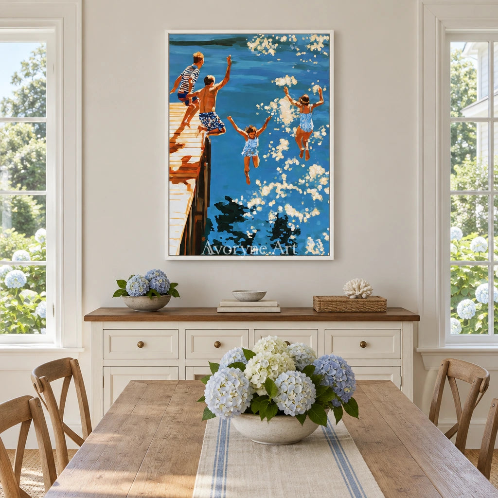 Ivory Amber Sonata: Summer Swimming Art — dining white