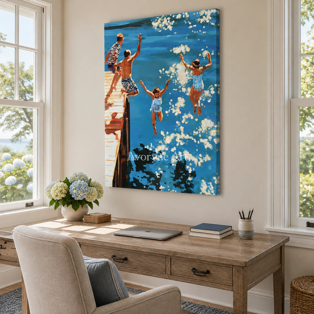 Ivory Amber Sonata: Summer Swimming Art — office frameless