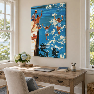 Ivory Amber Sonata: Summer Swimming Art — office frameless