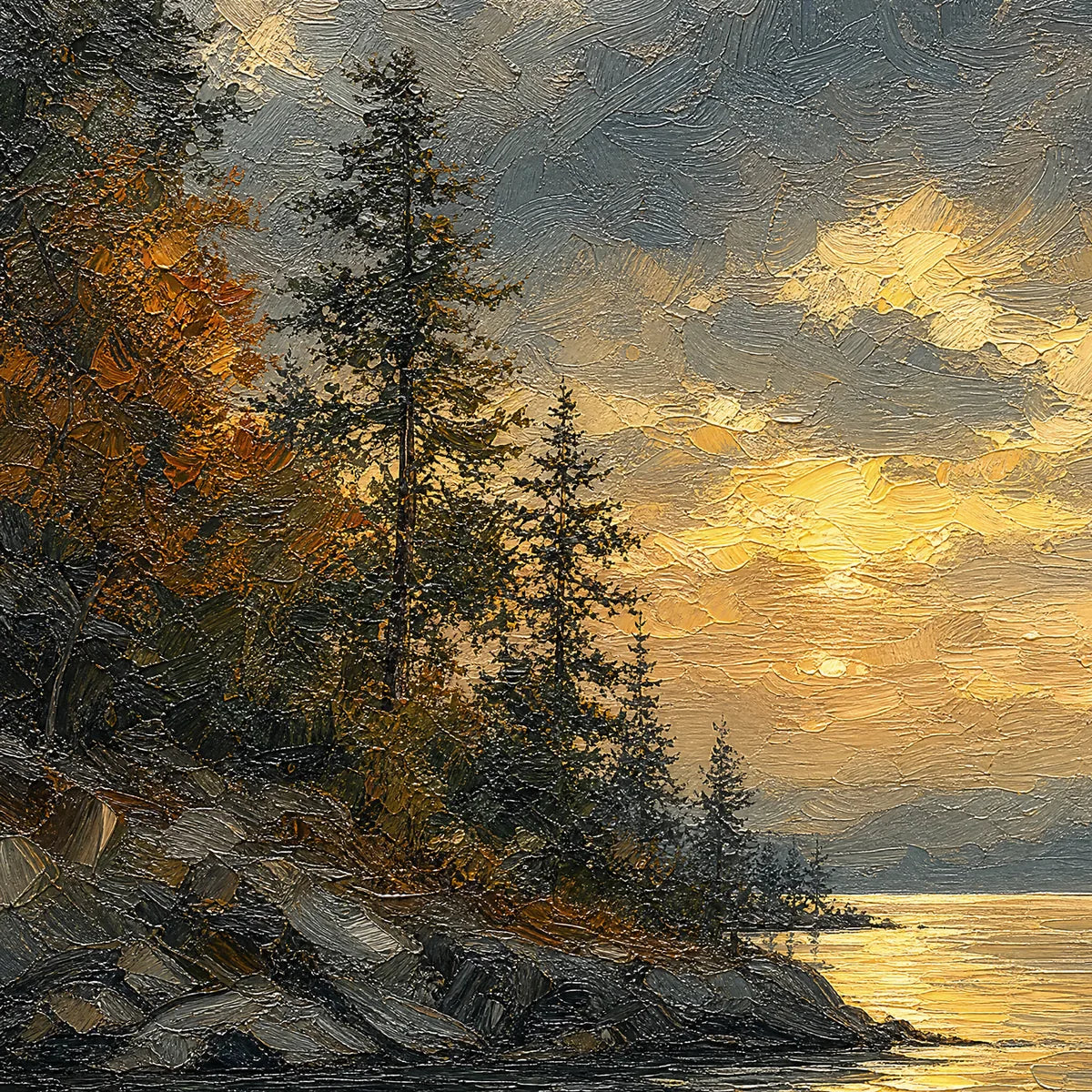 Sunset Cove: Coastal Landscape Wall Art - detail