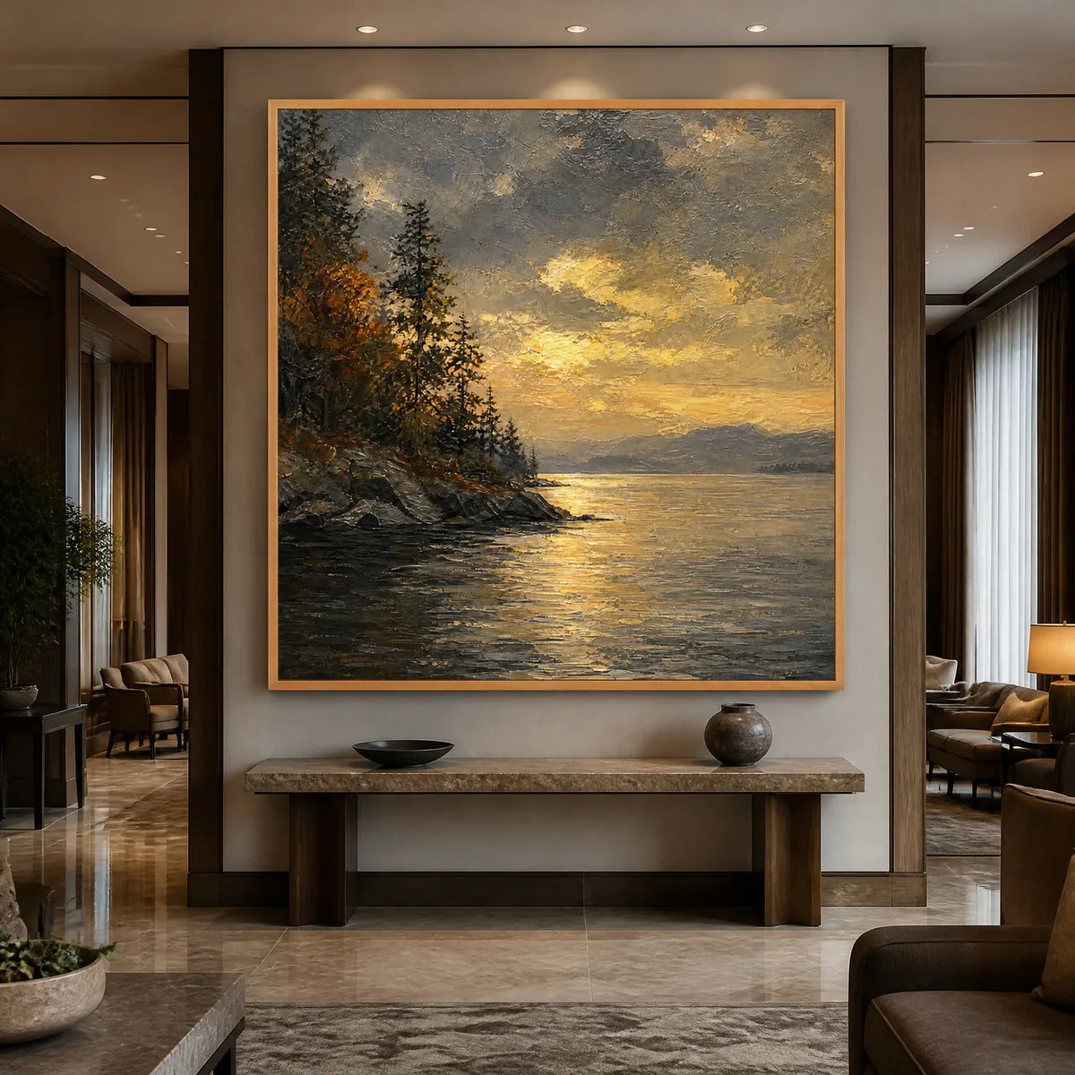 Sunset Cove: Coastal Landscape Wall Art - hotel wood frame