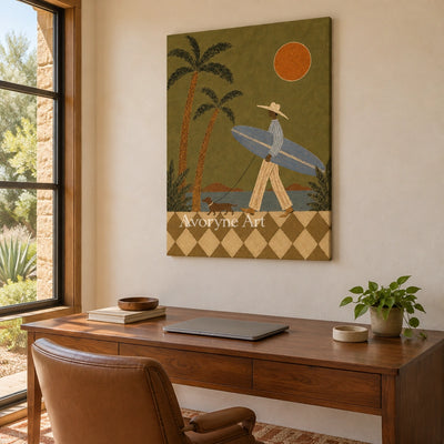 Ivory Open Drift: Sunset Surfer Art — office frameless