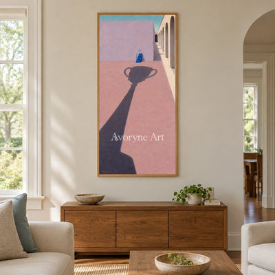 Lucent Vista surreal scene wall art with a wood frame in a villa living space