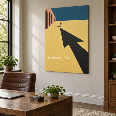 Lucent Reverberation surreal scene wall art as a frameless stretched canvas in a home office
