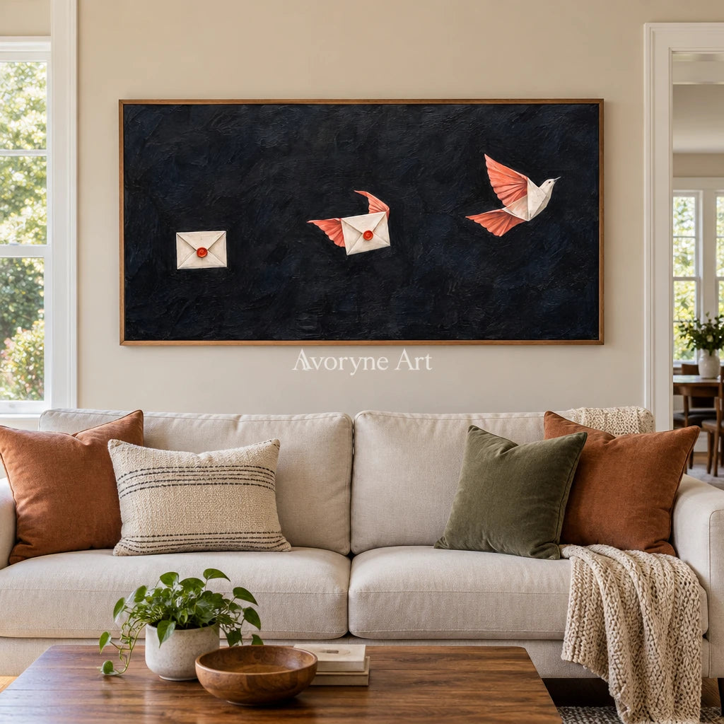 Still Cadence surreal scene wall art with a wood frame in a villa living space