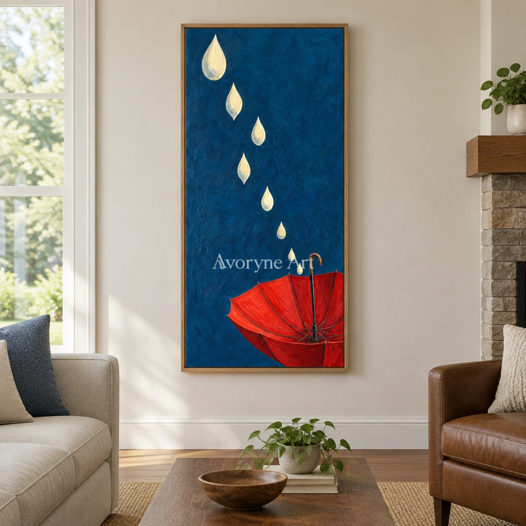Still Reverberation surreal scene wall art with a wood frame in a villa living space