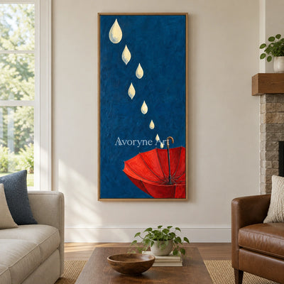 Still Reverberation surreal scene wall art with a wood frame in a villa living space