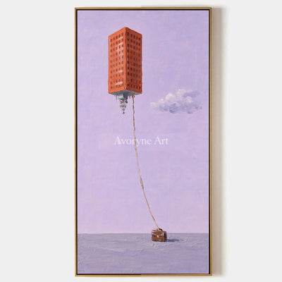 Tender Dialogue, hand-painted surreal scene wall art by Declan O’Brien
