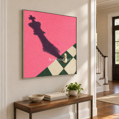 Bright Cadence surreal scene wall art with a silver frame in an entryway