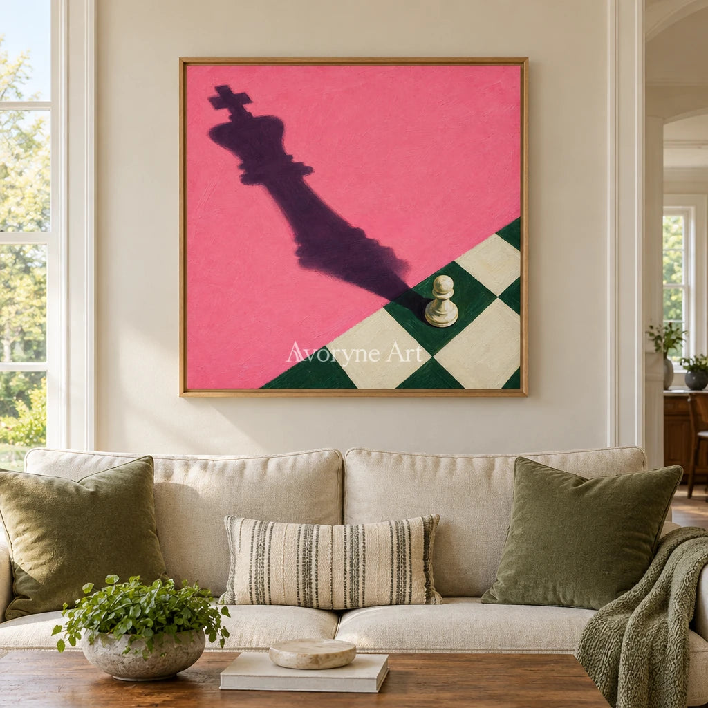 Bright Cadence surreal scene wall art with a wood frame in a villa living space