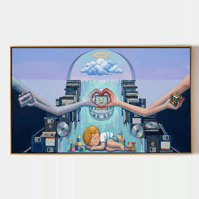 Warm Echo, hand-painted surreal scene wall art by Declan O’Brien