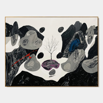 Misted Measure, hand-painted surreal stone landscape wall art by Declan O’Brien