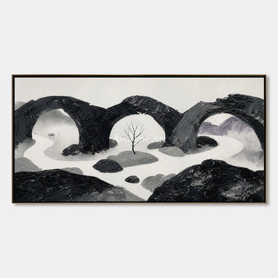 Misted Rhythm, hand-painted surreal stone landscape wall art by Declan O’Brien