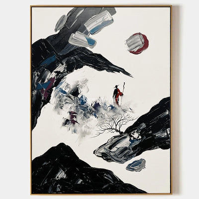 Misted Drift, hand-painted surreal stone landscape wall art by Declan O’Brien