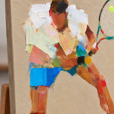 Ivory Gentle Meadow: Tennis Figure Art — detail easel