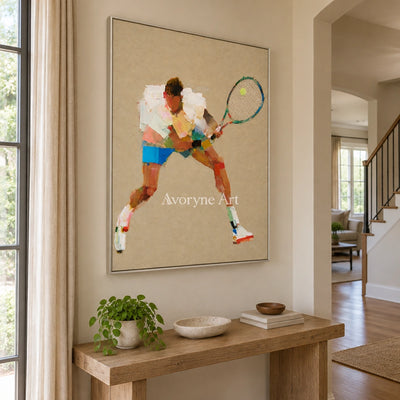 Ivory Gentle Meadow: Tennis Figure Art — entry silver