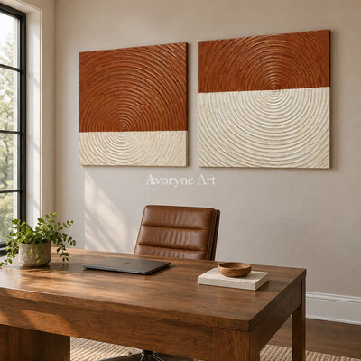 Terra Resonance: Terracotta Texture Diptych — office frameless
