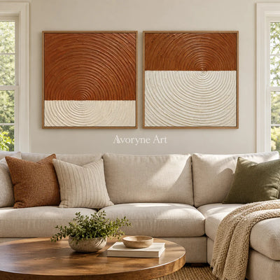 Terra Resonance: Terracotta Texture Diptych — villa wood
