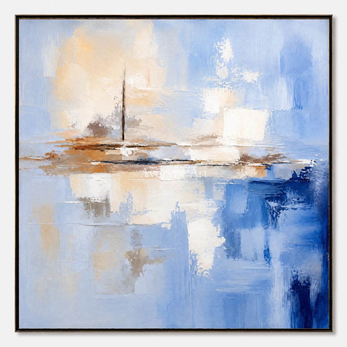 Azure Distance: Textured Abstract Horizon Wall Art — primary