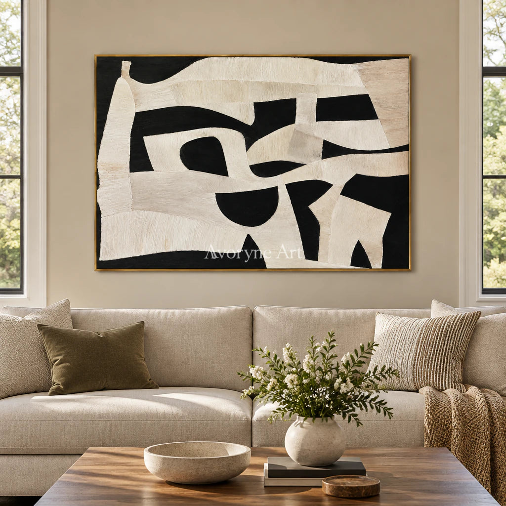 Midnight Fold: Textured Abstract Panorama Wall Art — living gold