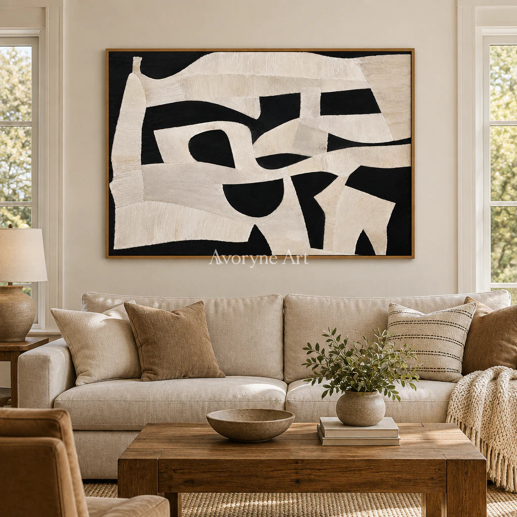 Midnight Fold: Textured Abstract Panorama Wall Art — villa wood