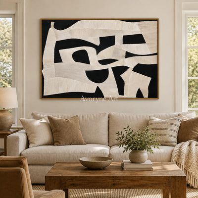 Midnight Fold: Textured Abstract Panorama Wall Art — villa wood